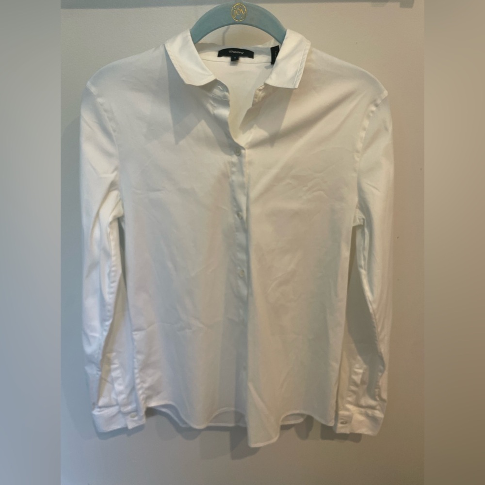 Theory White Long-Sleeve Dress Shirt